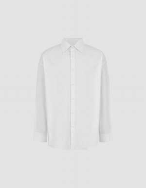 Men's Urban Revivo Button Up Loose Shirts White | NAC8956VC