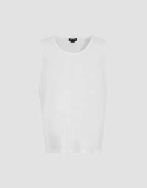 Men's Urban Revivo Crew Neck Loose Tank Top White | ZFD8670JE