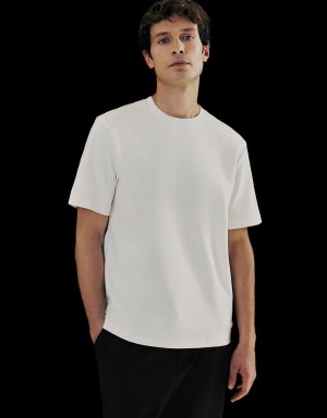 Men's Urban Revivo Crew Neck Straight T Shirts White | KXV8175JY