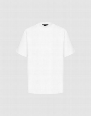 Men's Urban Revivo Crew Neck Straight T Shirts White | DLZ8391JE