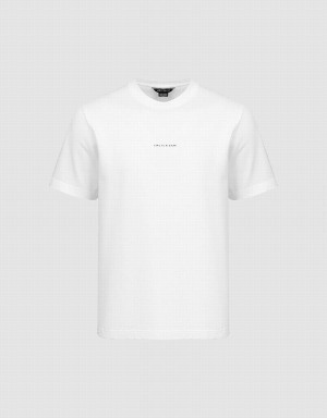 Men's Urban Revivo Crew Neck Straight T Shirts White | GDL1626DE