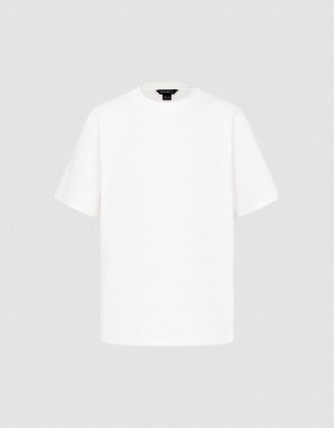 Men's Urban Revivo Drop Shoulder Sleeve Crew Neck T Shirts White | FXV6074CS