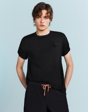 Men's Urban Revivo Loose T Shirts Black | FEW6380PZ