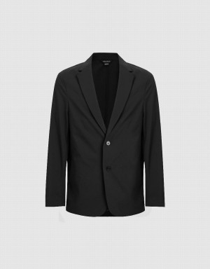 Men's Urban Revivo Notch Lapel Tailored Blazers Black | JRM732CP