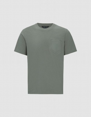 Men's Urban Revivo Straight Crew Neck T Shirts Green | XBV3634SS