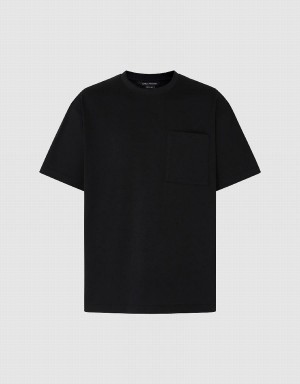 Men's Urban Revivo Straight Crew Neck T Shirts Black | EUV2961NZ