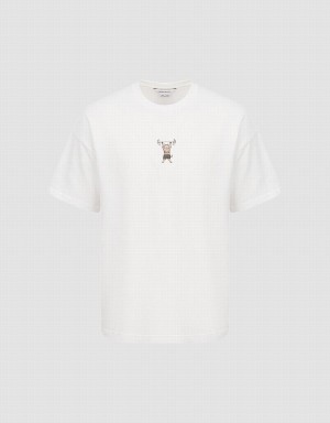 Men's Urban Revivo Vogue T Shirts White | FPD1252FS