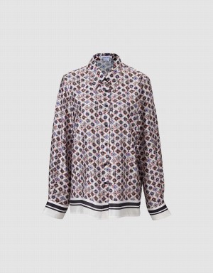 Women's Urban Revivo Geometric Button Up Shirts Grey | ATP185ZD