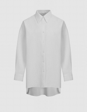 Women's Urban Revivo Loose Straight Shirts White | NSN554YG