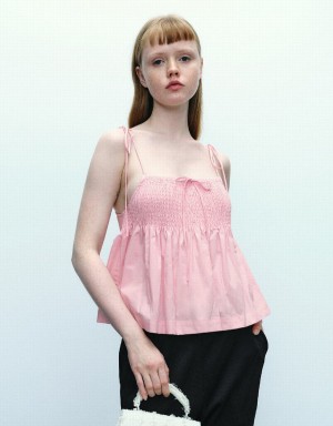 Women's Urban Revivo Off-Shoulder Cami Top Blouse Pink | MPK8070SE