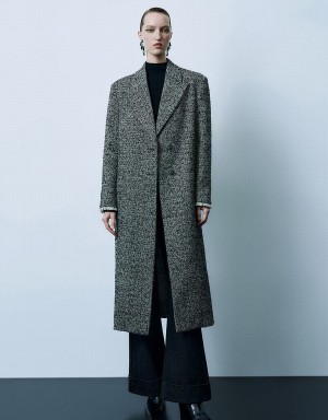 Women's Urban Revivo Peak Lapel Straight Coats Grey | XSF6961KD