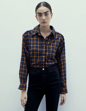 Women's Urban Revivo Plaid Shirts Yellow | FFW1518TE