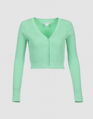 Women's Urban Revivo Plain Button Up Cardigan Green | USL3474YA