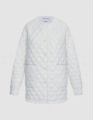 Women's Urban Revivo Quilted Statement Collar Winter Coats White | BYG4843DO