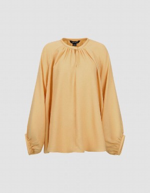 Women's Urban Revivo Raglan Sleeve Crew Neck Overhead Blouse Orange | HQE3410HT