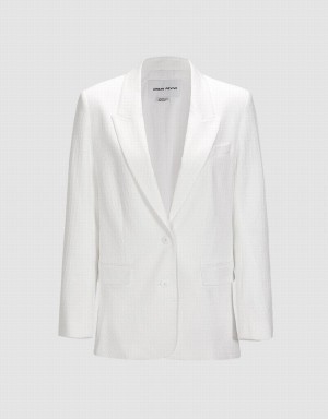 Women's Urban Revivo Single Breasted Blazers White | RFF55MP