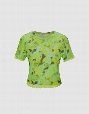 Women's Urban Revivo Skinny T Shirts Green | WRU1195EV