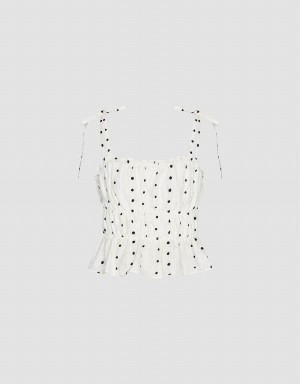 Women's Urban Revivo Square-Cut Collar Cami Top Blouse White | LNH659IZ