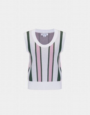 Women's Urban Revivo Striped Knitted Tank Top Green | MMY449GO