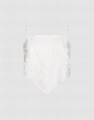 Women's Urban Revivo Textured Cami Tank Top White | XAY5553HJ