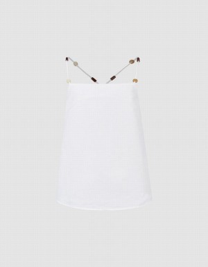 Women's Urban Revivo Thin Cami Tank Top White | YNU8715GS