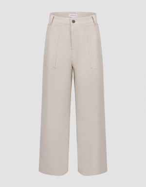 Women's Urban Revivo Wide-Leg Pants White | KYI288TU