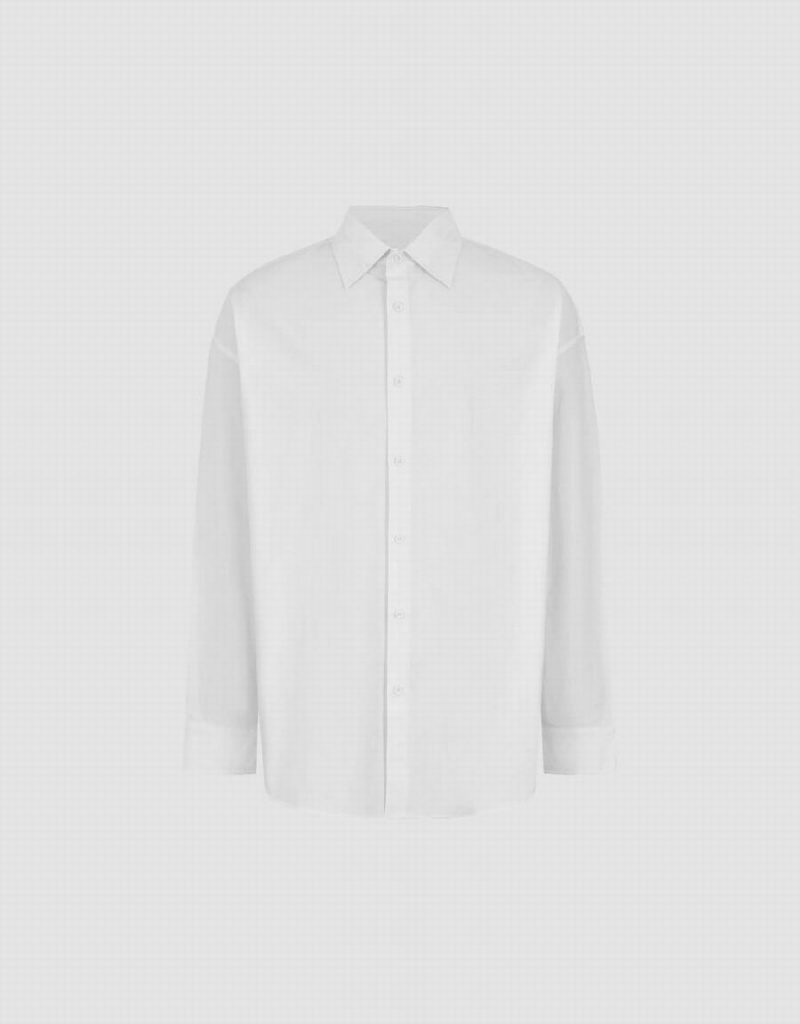 Men's Urban Revivo Button Up Loose Shirts White | NAC8956VC