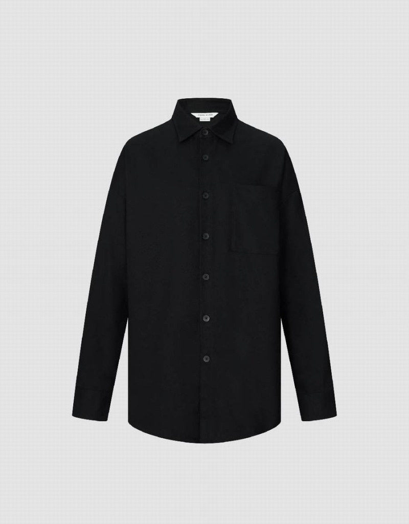 Men\'s Urban Revivo Button Up Oversized Shirts Black | IZF3995ZL