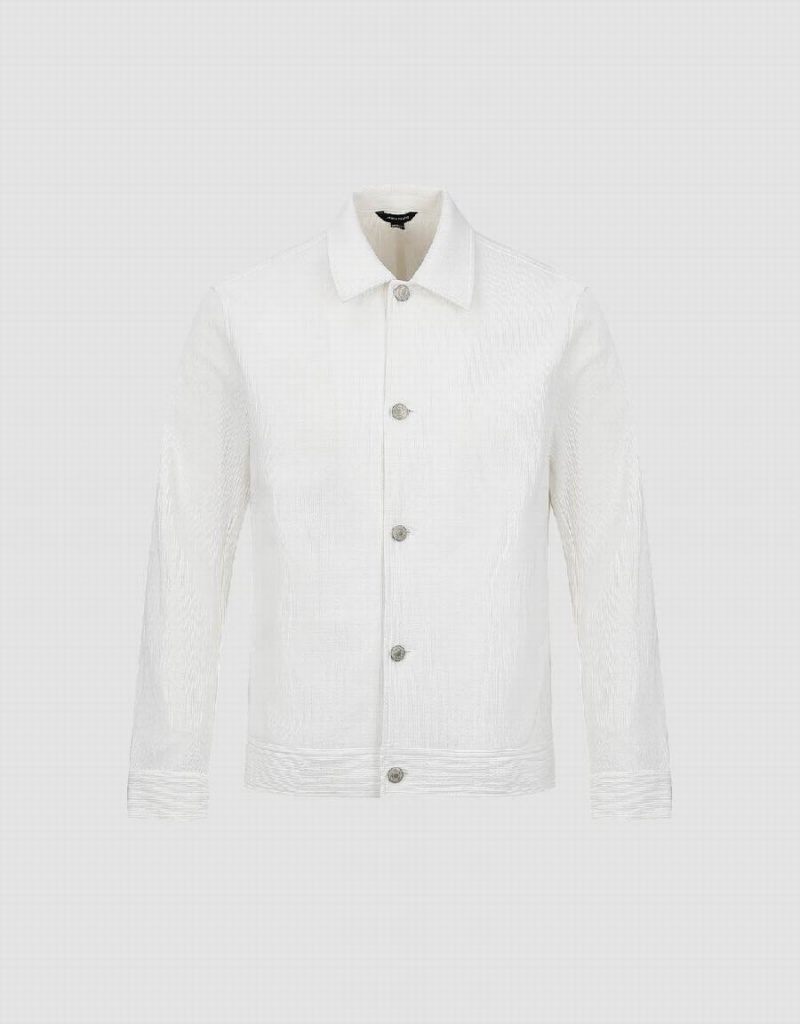 Men's Urban Revivo Button Up Straight Jackets White | BVD3213NH