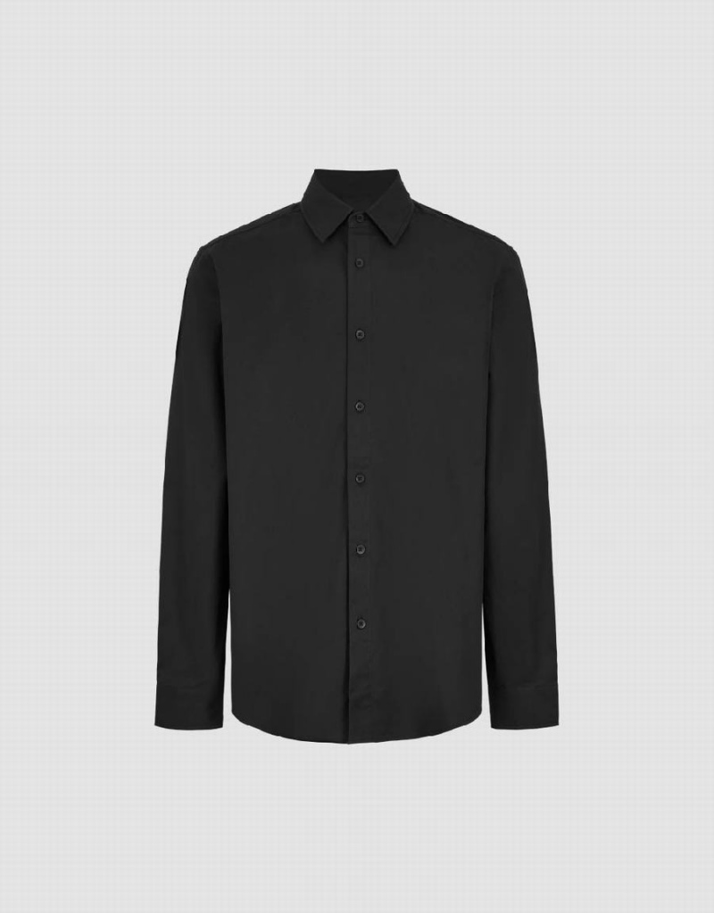 Men's Urban Revivo Button Up Straight Shirts Black | XAK5792DQ