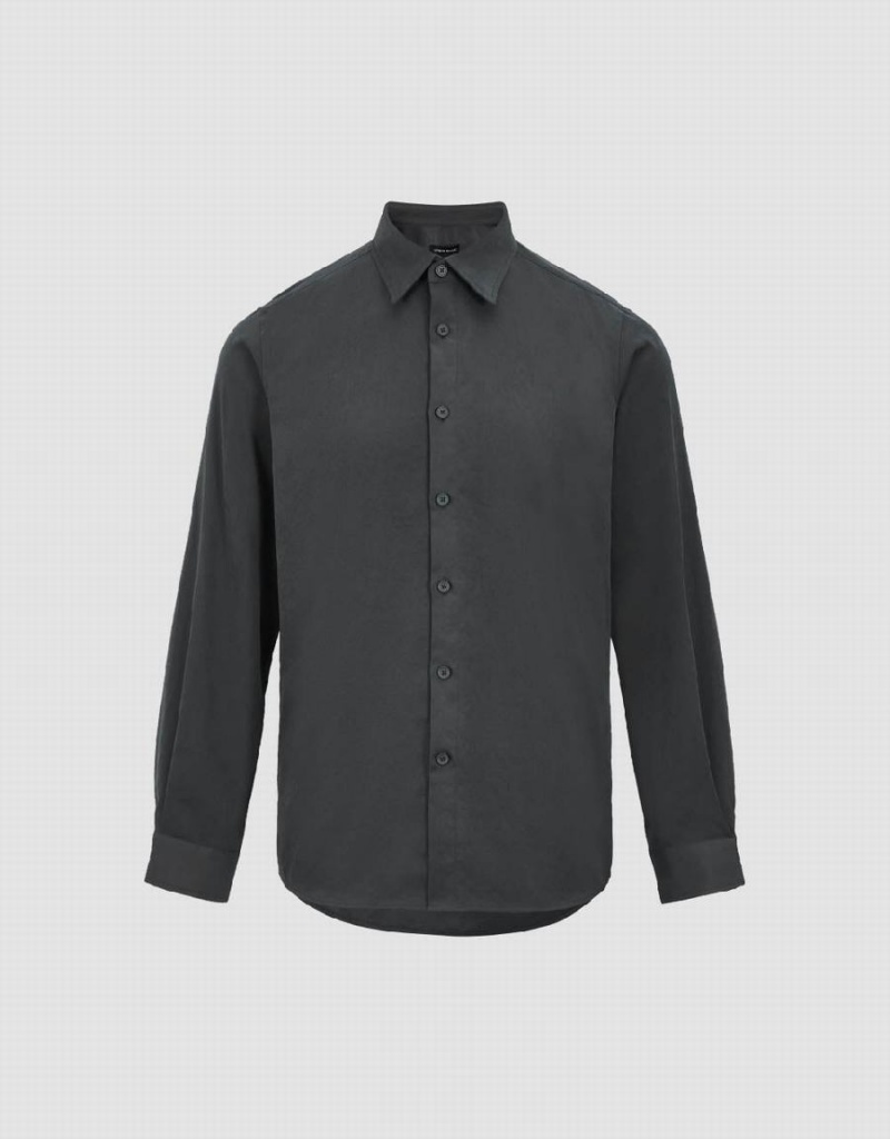 Men's Urban Revivo Button Up Straight Shirts Grey | SUQ8972YL