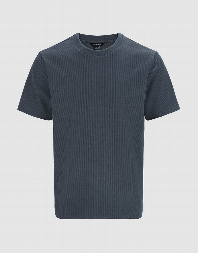 Men's Urban Revivo Crew Neck Straight T Shirts Grey | QMP326VU