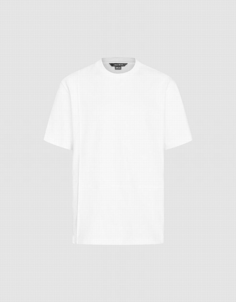 Men's Urban Revivo Crew Neck Straight T Shirts White | LWR3987SX