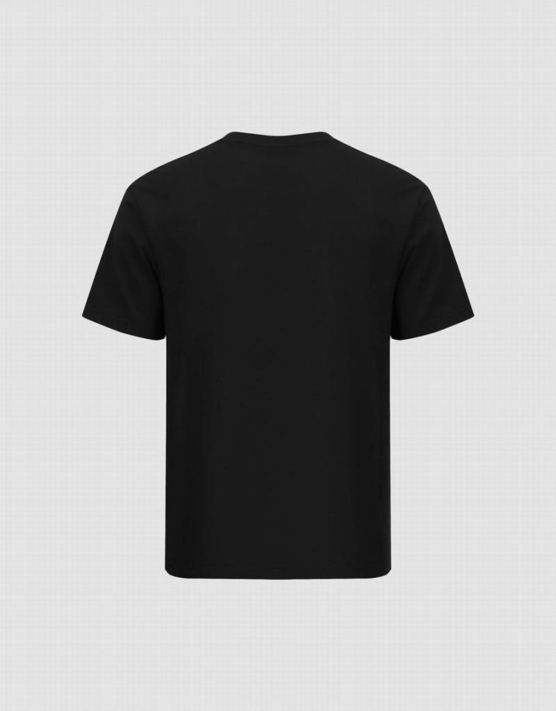 Men's Urban Revivo Crew Neck Straight T Shirts Black | UKW9839GY