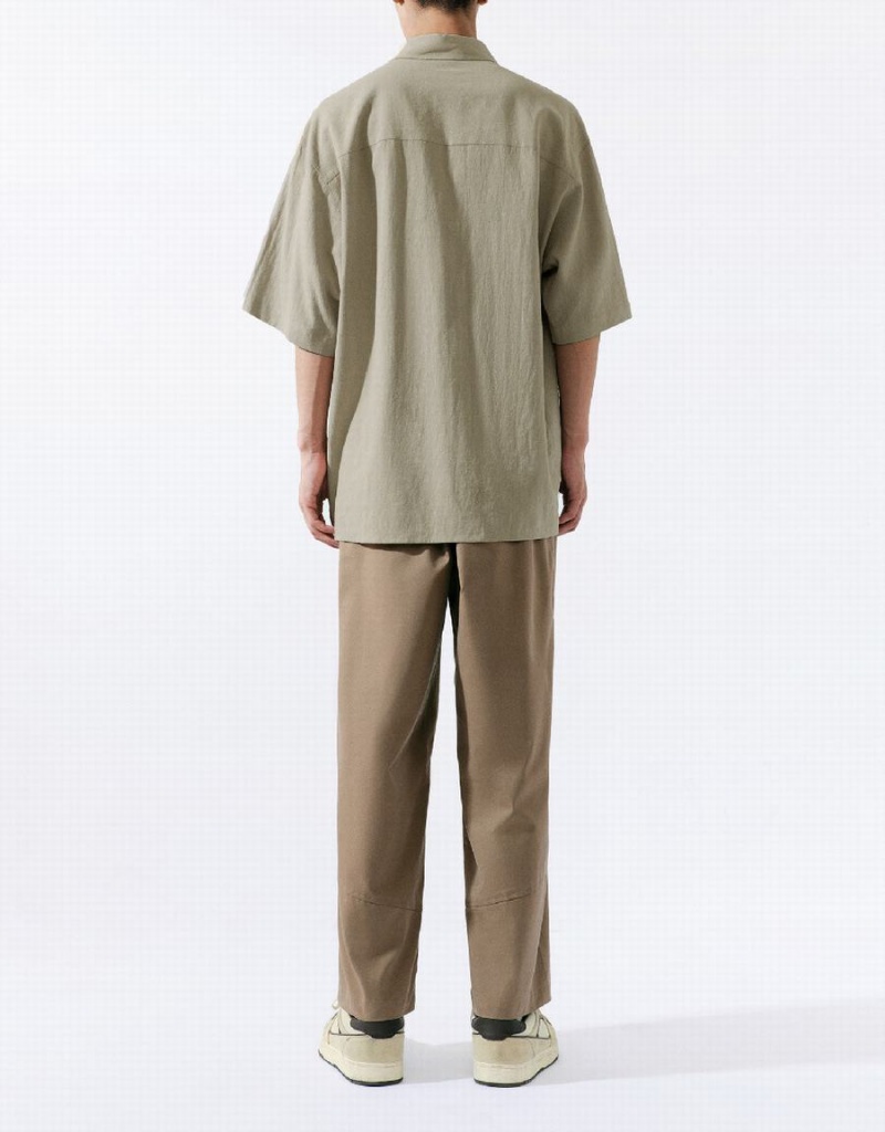 Men's Urban Revivo Leisure Shirts Khaki | FCF2768SO