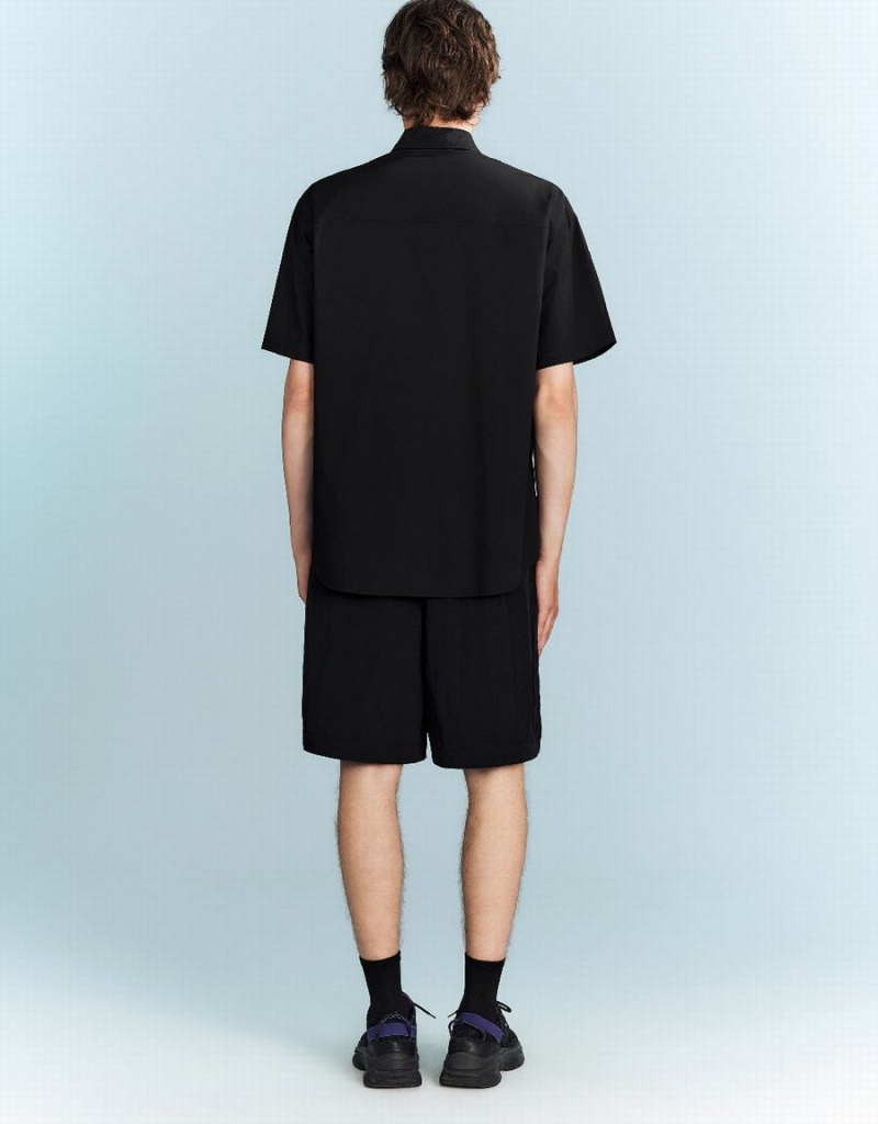 Men's Urban Revivo Loose Shirts Black | AHV5789ZA