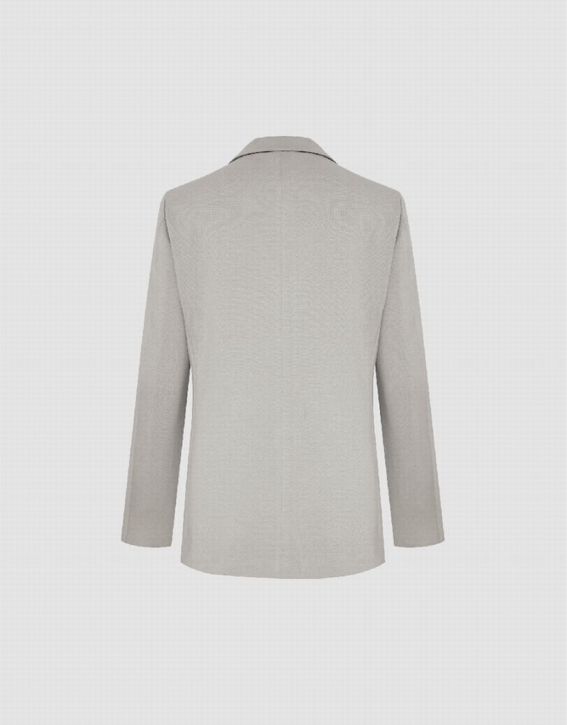 Men's Urban Revivo Notch Lapel Tailored Blazers Light Grey | PSY789NP