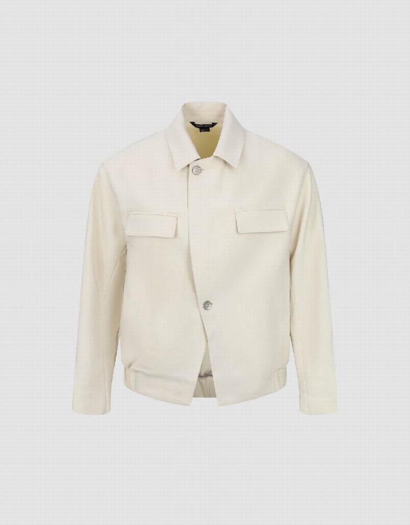 Men's Urban Revivo Notch Lapel Tailored Jackets White | XXJ9389TX