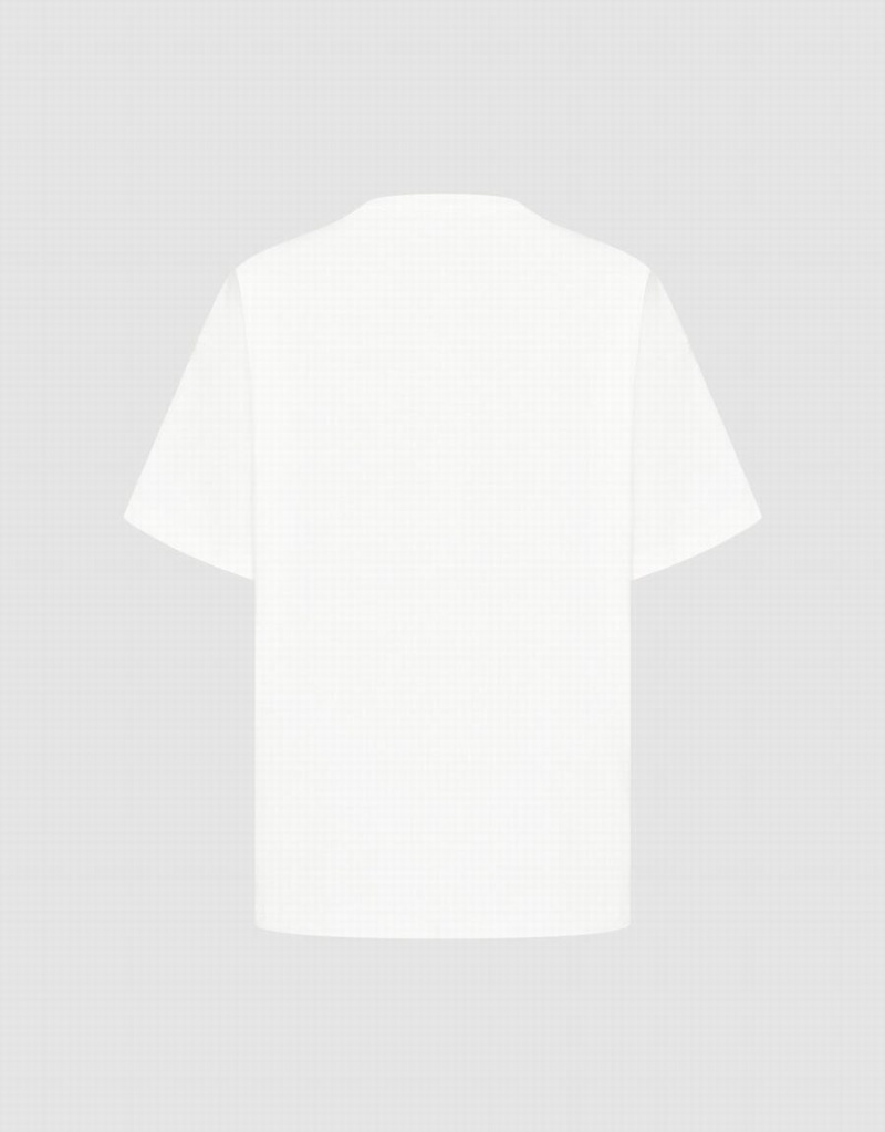 Men's Urban Revivo Printed Crew Neck Straight T Shirts White | ULT3489YF