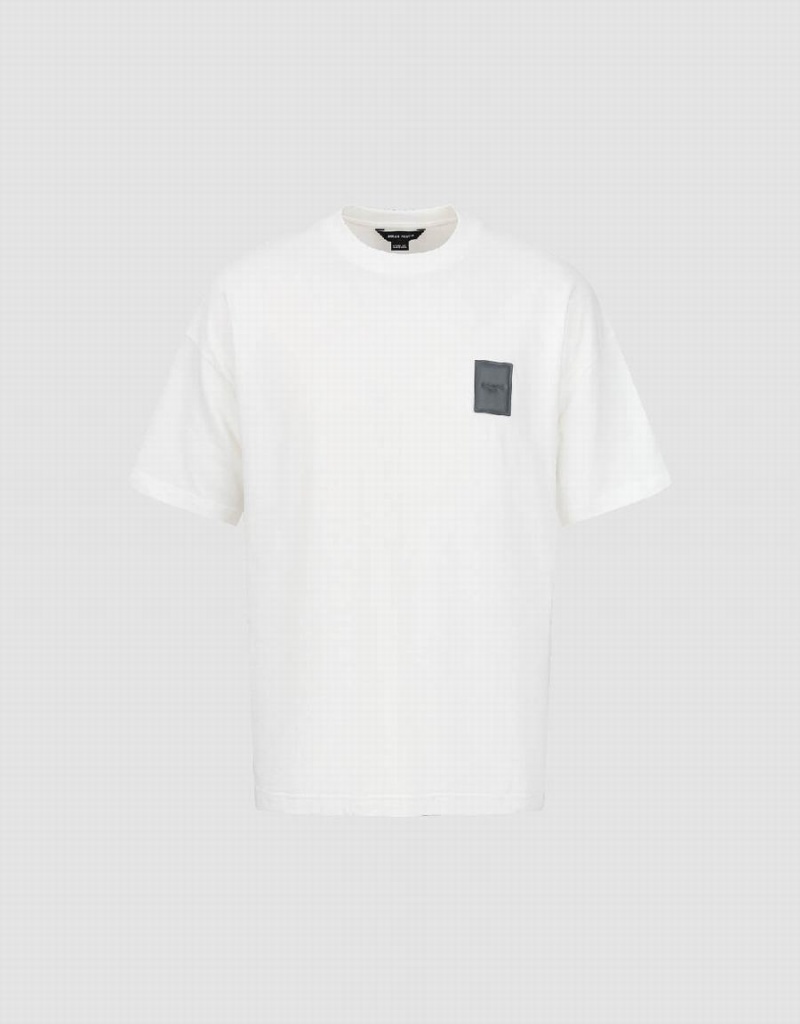 Men's Urban Revivo Straight Loose T Shirts White | GLP7264MN