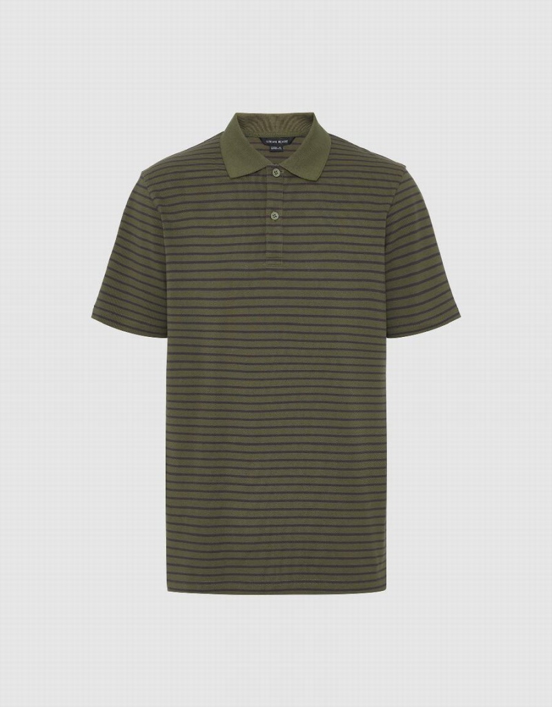 Men's Urban Revivo Striped T Shirts Green | TCC1037DC