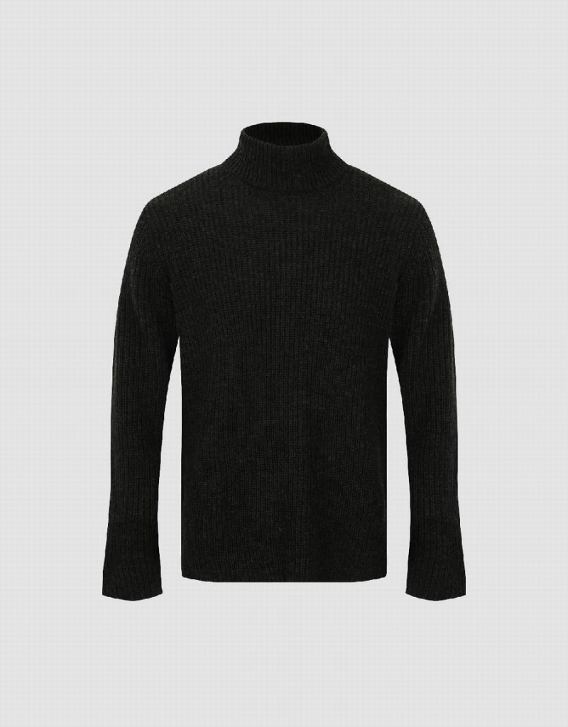 Men's Urban Revivo Turtle Neck Straight Sweaters Green | NHC10091FK