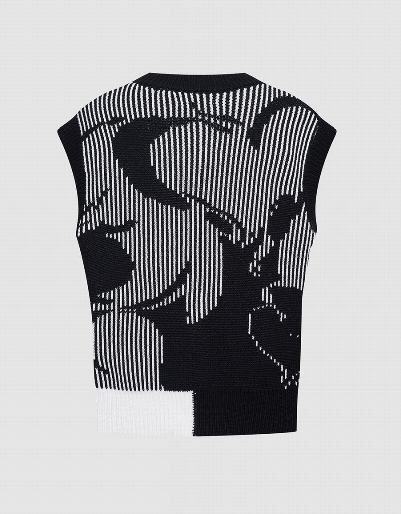 Women's Urban Revivo Abstract Pattern Tank Top Black | CZC960KG