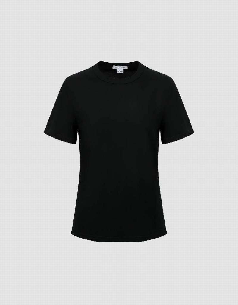 Women's Urban Revivo Basic Crew Neck T Shirts Black | HFV694QC