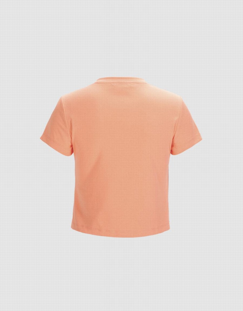 Women's Urban Revivo Basic Fitted T Shirts Light Orange | VPJ847IW