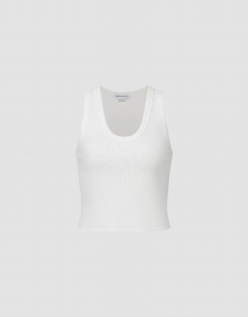 Women's Urban Revivo Basic U Neck T Shirts White | DYP4736QD