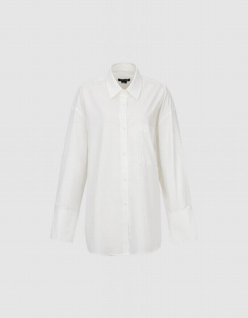 Women's Urban Revivo Button Up Oversized Shirts White | OMK6779PB