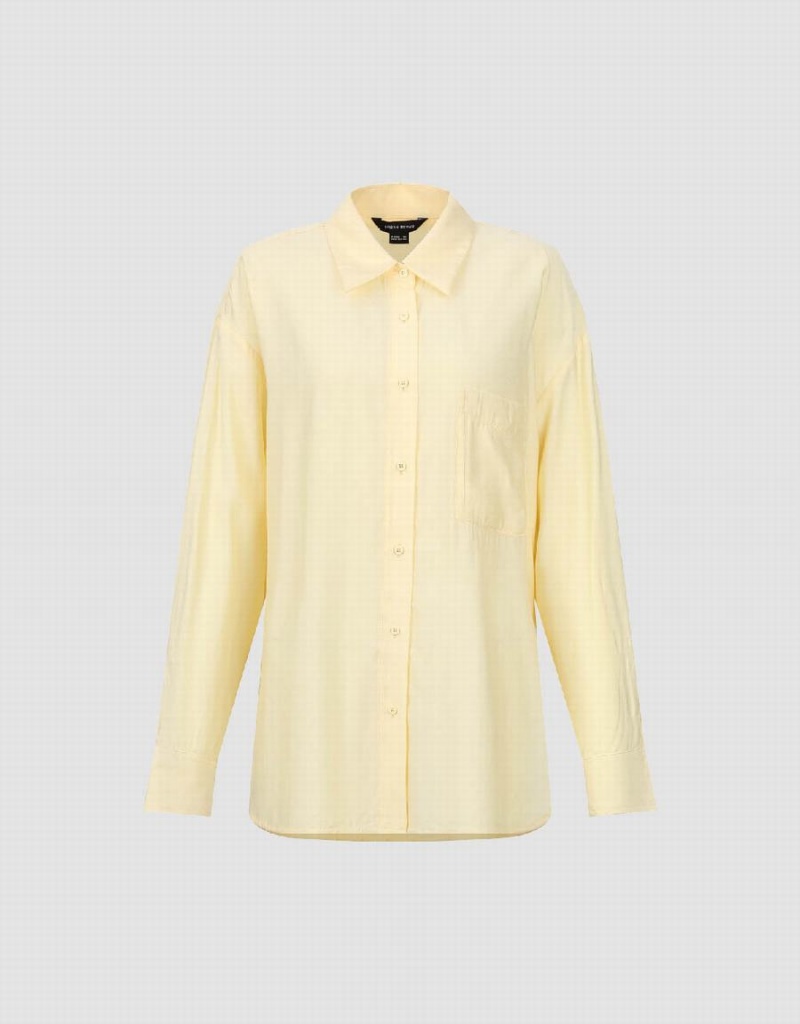 Women's Urban Revivo Button Up Straight Shirts Yellow | CCW546YJ