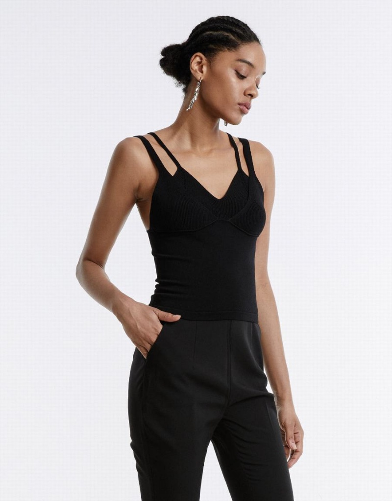 Women's Urban Revivo Combination Camisole Tank Top Black | YIS1913TV