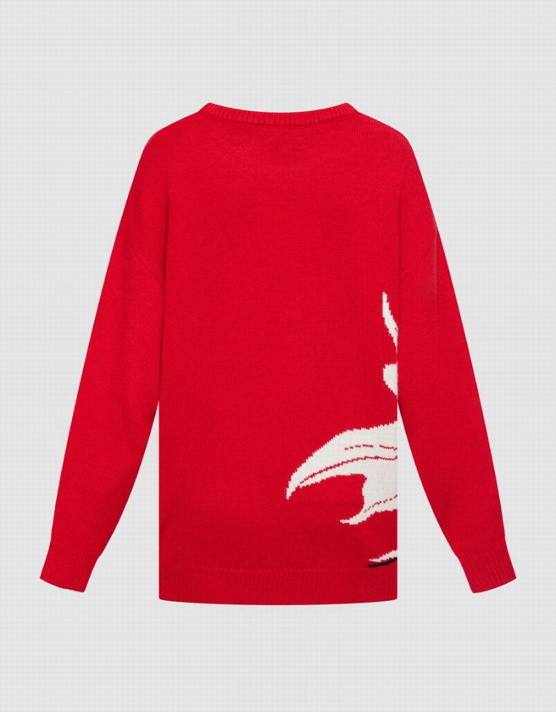 Women's Urban Revivo Crew Neck Holiday Sweaters Red | GEW6969UY